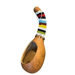 African Zulu Beaded Calabash Gourd Scoop